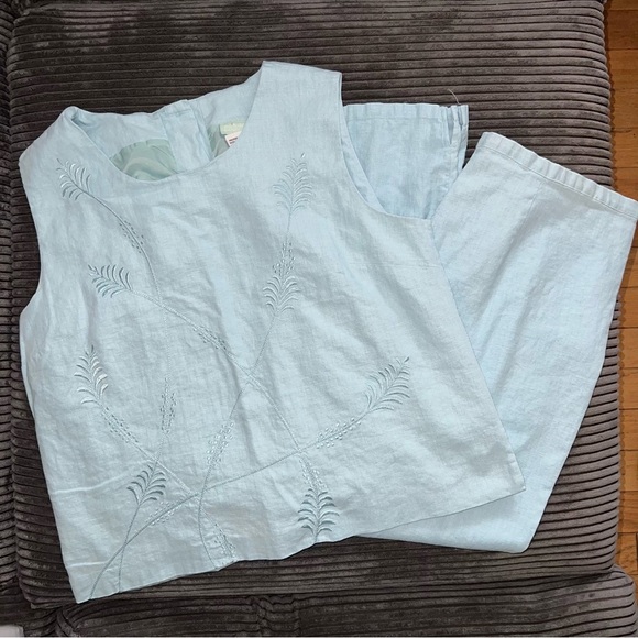 220 Hickory Light Blue Sleeveless Linen Blend 2-Piece Set – Size Large - Picture 5 of 12